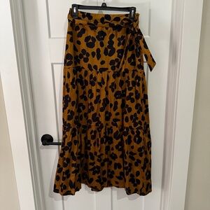 Who What Wear Leopard Print A-Line Skirt With Belt